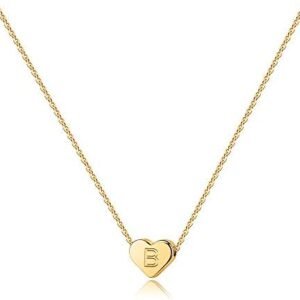 Turandoss Christmas Gifts for Grandkids - Tiny 14K Gold Plated Heart Initial A-Z Letter Pendant Necklace Stocking Stuffers for Teen Girls Jewelry
