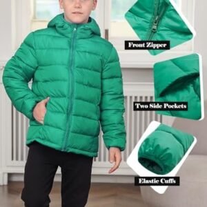 Lovekider Boys Winter Coat 4-16 Years Lightweight Puffer Jacket Kids Hooded Packable Down-alternative Outerwear