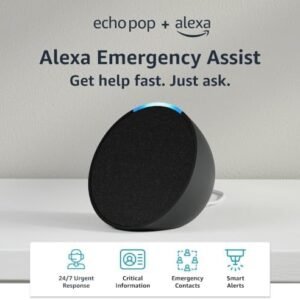 Amazon Echo Pop (newest model), Our smallest speaker with Alexa+ Early Access, Fits in any room, Charcoal