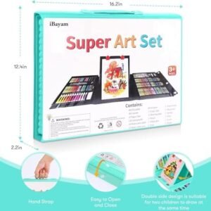 iBayam Stocking Stuffers, Art Supplies, Arts and Crafts for Kids Ages 3+, Teens Girls Christmas Gifts, 251-Pack Art Set Case with Trifold Easel, Sketch Pads, Gifts for 3-12 Year Old Girl