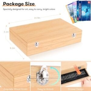 iBayam Art Supplies, 150-Pack Deluxe Wooden Art Set Crafts Drawing Painting Kit with 2 -Sketch Pads, 1-Coloring Book, Gift Box for Kids Adults Artist Beginners Teens Girls Boys 5 6 7 8 9 10 11 12