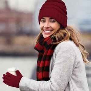 Aneco Winter Warm Knitted Scarf Beanie Hat and Gloves Set Men & Women's Soft Stretch Hat Scarf and Mitten Set