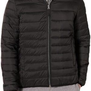 Amazon Essentials Men's Packable Lightweight Water-Resistant Puffer Jacket (Available in Big & Tall), Black, X-Small : Sports & Outdoors