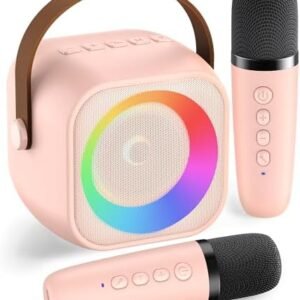 Karaoke Machine for Kids Adults, Mini Portable Bluetooth Karaoke Speaker with 2 Wireless Microphone and Lights, Christmas Birthday Gifts for Girls Ages 4, 5, 6, 7, 8, 9, 10, 12+ Family Home Party : Musical Instruments