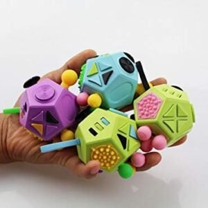Fidget Dodecagon –12-Side Fidget Toys Cube Relieves Stress and Anxiety Anti Depression Travel Toy Christmas Stocking Stuffers Gifts for Children and Adults (B3 Blue Sky)