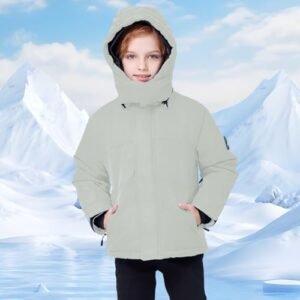 WULFUL Kid's Waterproof Ski Jacket Warm Fleece Hooded Boy's and Girl's Winter Snow Coat Outwear,Windproof RainCoat