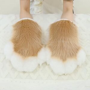 Cosplay Fursuit Paw Gloves Furry Claw Gloves Built-in Whistle Decompression Toys Costume Party Accessories for Adult