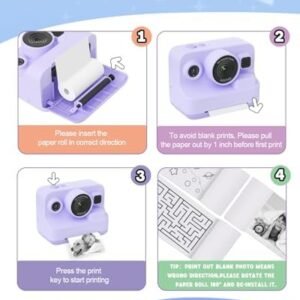Kids Camera Instant Print,1080P Kids Instant Cameras That Print Photos,Christmas Birthday Gifts for Girls Age 3-12,Portable Toy for 3 4 5 6 7 8 9 10 Year Old Girls Boys Pink