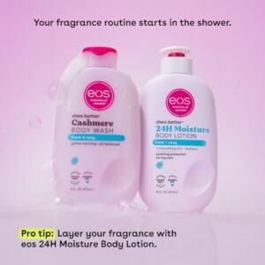 eos Shea Better Cashmere Body Wash, Vanilla Cashmere, Moisturizing, pH Balanced Body Wash, Creamy Gel Formula, Paraben & Phthalate Free, Sensitive Skin, 16 fl oz