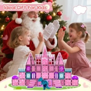 Magnetic Tiles - 104 Pieces Magnetic Blocks for Kids, Magnet Tiles Building Blocks Set with 2 Cars, Construction STEM Toys Gift for Kids Boys 3 4 5 6 7 8 9+ Year Old