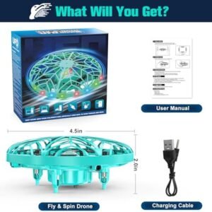 Hand Operated Drone Toy for Kids - Easy Fly Hover Drone with AI Motion Sensor, Rechargeable Drones for Kids 8-12 & 6-8, Safe Mini Quadcopter with Auto Hover, 360 Flip/Roll, Perfect Boys Girls Drones for Age 4-6-8-12 Birthday Gifts