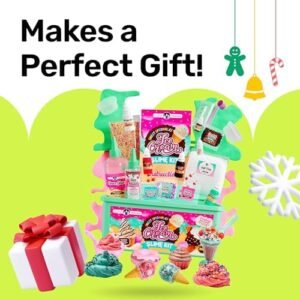 Original Stationery Ice Cream Slime Kit for Girls, DIY Cherry-Scented Slime Making Set with 31 Pieces, Fun Arts and Crafts for Kids Ages 8–12, Christmas and Holiday Gift