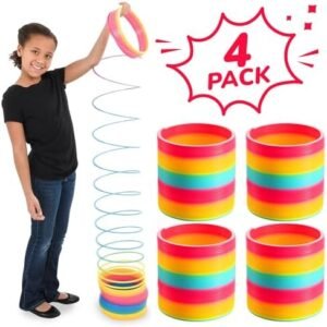 Bedwina Jumbo Rainbow Spring Coil Toy - 6" Plastic Giant Spring Coil for Kids, Big Spring Toys for Boys and Girls, Neon Colorful Rainbow Coil Spring for Party Favor, Great for Prizes, Gifts, Birthday