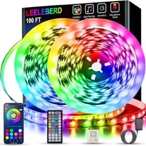 Leeleberd Led Lights for Bedroom 100 ft (2 Rolls of 50ft) Music Sync Color Changing RGB Led Strip Lights with Remote App Control Bluetooth Led Strip, Lights for Room Home Kitchen Party Decor : Tools & Home Improvement