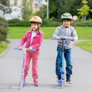TONBUX Scooters for Kids 5-12, 2 Wheel Scooters with Cool Light Up Stem, Wheels, and Deck, 3 Level Adjustable Height Kick Scooter, Foldable and Lightweight Scooter for Kids 8-12