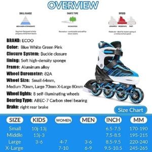 Adjustable Inline Skates Boys and Girls Ages 5-8 8-12 with Light up Wheels，Roller Skates for Kids Ages 4-12, Teen Skates for Beginner Outdoor and Indoor