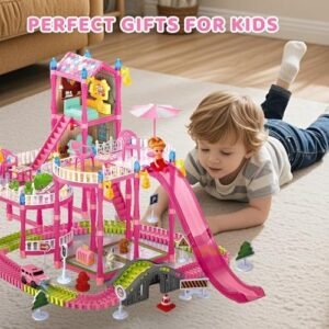 Doll House for Girls with Lights, 3 Dolls, 4 Floors -13 Rooms, 7 Sets of Furniture and Accessories, Design and Build Gift for 3 4 5 6 7 8+ Year Old Girls