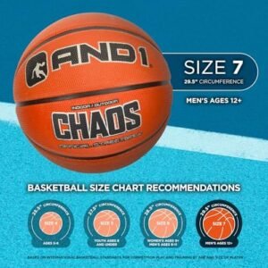 AND1 Chaos Rubber Basketball: Game Ready, Office Regulation Size (29.5”) Streetball, Made for Indoor/Outdoor Basketball Games- Graffiti Series