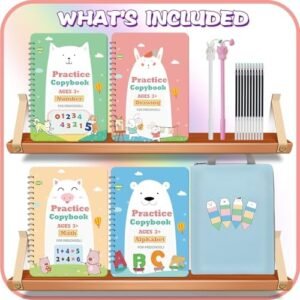 Magic Practice Copybook, Reusable Writing Practice Book, for Preschool Kids Age 3-8 ​Calligraphy 9.44in×6.29in(5 Books with Pens)