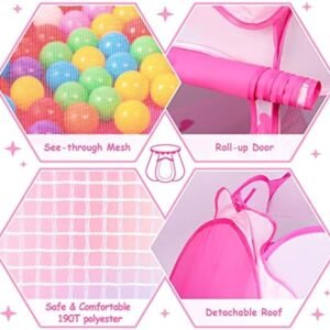 Princess Tent Girls Kids Playhouse Pop Up Play Tent with Star Light Tent for Kids Ball Pit Toys for 1,2,3 Years Girl Birthday Gift for Indoor Outdoor Toddler Girl Gift, Easy to Pop Up and Assemble