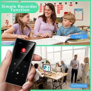 64GB MP3 Player with Bluetooth 5.2, AiMoonsa Music Player with Built-in HD Speaker, FM Radio, Voice Recorder, HiFi Sound, E-Book, Earphones Included