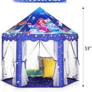 Monobeach Princess Tent Girls Large Playhouse Kids Castle Play Tent with Star Lights Toy for Children Indoor and Outdoor Games, 55'' x 53'' (DxH)