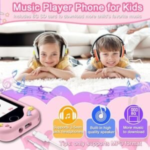 Kids Smart Phone for Girls, Christmas Birthday Gifts for Girls Age 3-10 Kids Toys Cell Phone, 2.8" Touchscreen Toddler Learning Play Toy Phone with Dual Camera, Game, Music Player, 8GB Card Purple