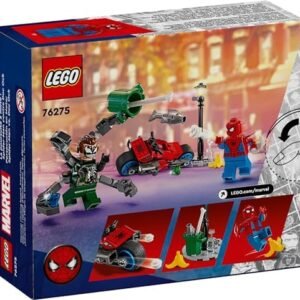 LEGO Marvel Motorcycle Chase: Spider-Man vs. Doc Ock, Buildable Toy for Kids with Stud Shooters and Web Blasters, 2 Marvel Minifigures, Super Hero Toy, Gift for Boys and Girls Aged 6 and Up, 76275