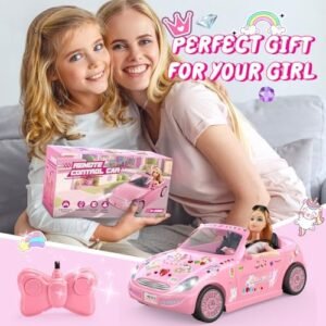 RC Cars, Remote Control Car with Doll and Sticker for Girls,2.4GHz Rechargeable RC Car Birthday Gift for 3 4 5 6 7 8 9 10 Year Old Girl,Great Girls Toys Birthday Gifts for Ages 3-10 Years Old Girls
