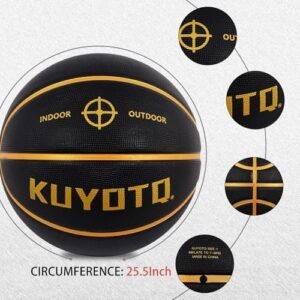 KUYOTQ Kids Youth Adult Size 3/4/5/6/7 (22/25.5/27.5/28.5/29.5") Basketball Premium Rubber or Faux Leather Basketball Indoor Outdoor Basketball for Boys Girls Womens Mens Basketball Gifts (Deflated)