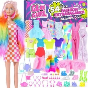 54 Pcs, 11.5 inch Doll Included, Extra Trendy Doll Clothes & Accessories Set | Girls Gift for Ages 5-7, Kids Toys for 3, 4, 5, 6, 7, 8 Year Old Birthdays or Any Occasion : Toys & Games